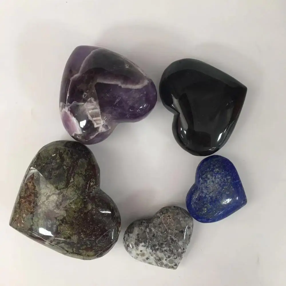 Z kiwi jasper Crystal Love Heart Shape Stone Healing beads for jewelry making
