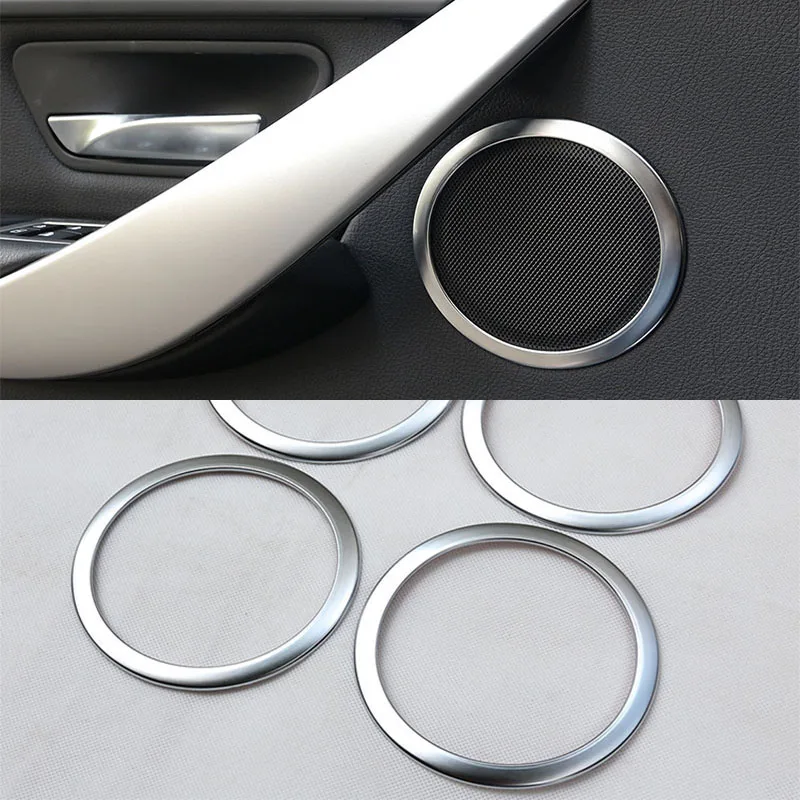 

4 Pieces Silver ABS Chrome Pearl Door Speaker Ring Trim For BMW 3 Series F30 F34 320i 328i 2013-2017 Car Accessories