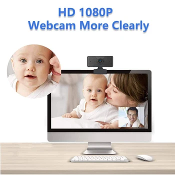

1080P HD Webcam 2MP Web Camera with Stand Microphone Mic Rotatable Desktop Cam Portable Travelling Photo Taking Tool