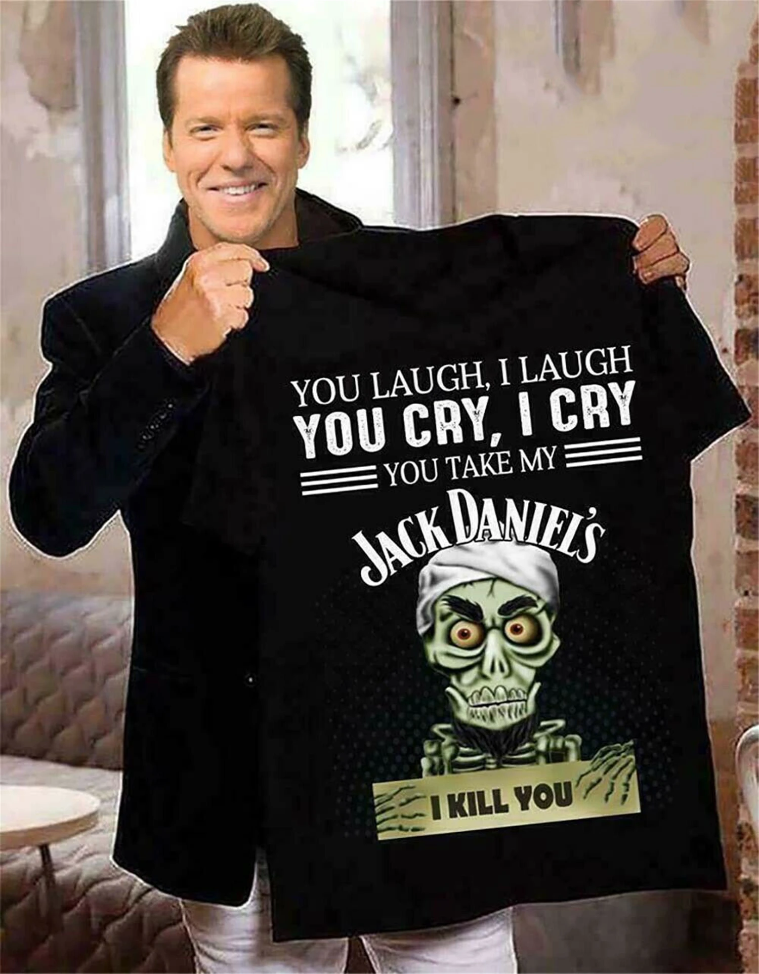 Мужская черная футболка Jeff Dunhham Achmed The Dead Terrorist Cry Boston Классическая индивидуальный