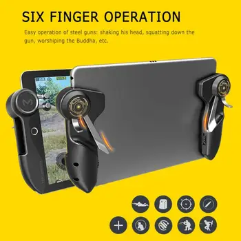 

Mobile PUBG Game Six Finger Controller For Ipad Tablet Game Joystick Handle Button L1R1 Shooter Gamepad Trigger For IOS Android