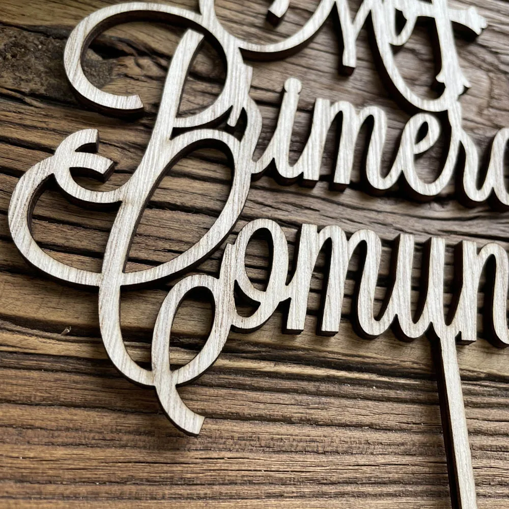 Mi Primera Comuni&oacute;n Wooden Cake Topper Acrylic Mirror Gold Spanish First Communion Party Cake Decoration Topper cake topper cake toppers cake decorations gold leaf cake decorations