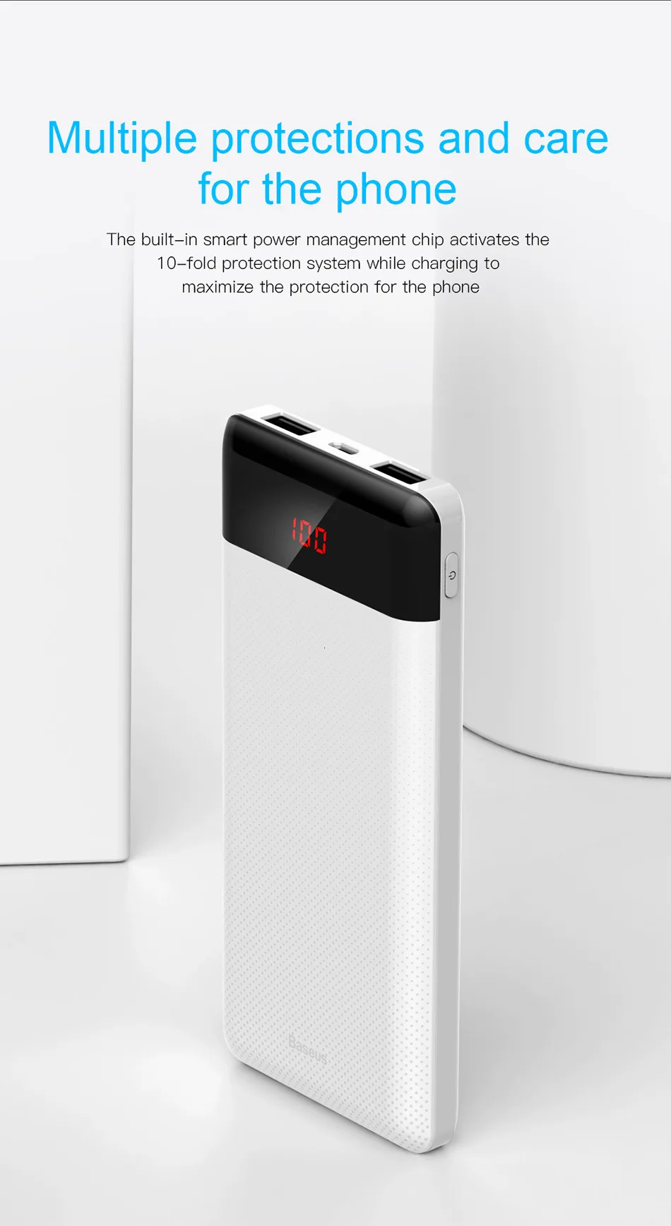 Baseus 10000 мАч Мощность/ч, тонкое USB Мощность банк 10000 мАч повербанк Портативный телефона с двумя USB выходами Батарея Зарядное устройство для Xiaomi Mi 3 iPhone