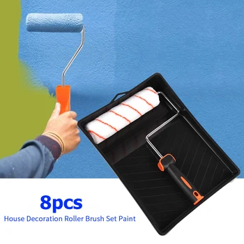 

8pcs Coating Roller Brush Set House Decoration Paint Tool Corner Graining DIY Portable Wall Textures Multifunctional Long Handle