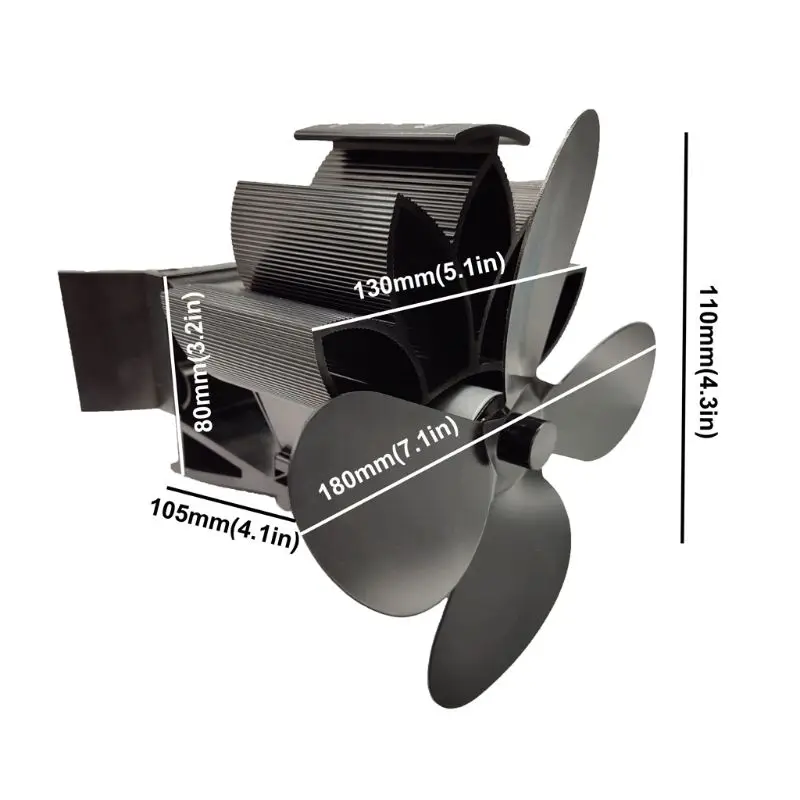 4 лопасти тепловое питание камин плита подвесной вентилятор для камина