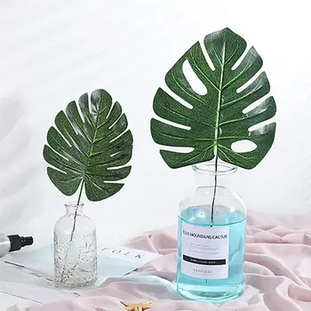 

66PCS Artificial Leaves Lifelike Folium Cycas Monstera Fake Leaves Faux Plant
