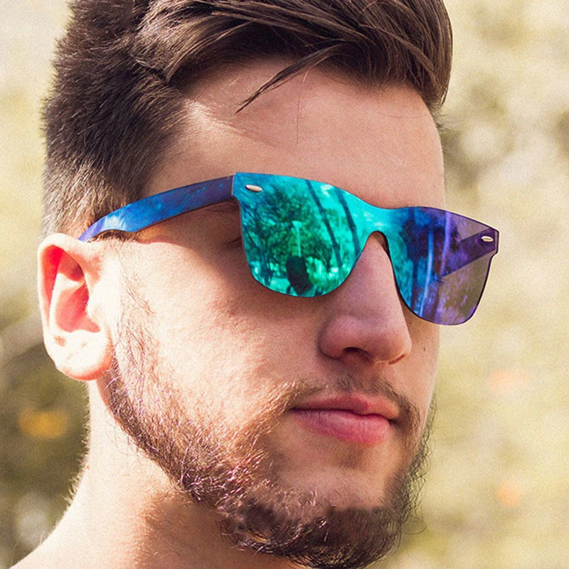 Gafas de sol de lujo para hombre y mujer, anteojos de con remache, coloridos, Retro, para conducir, de una pieza, con UV400, novedad de 2021|De los hombres gafas de sol| -