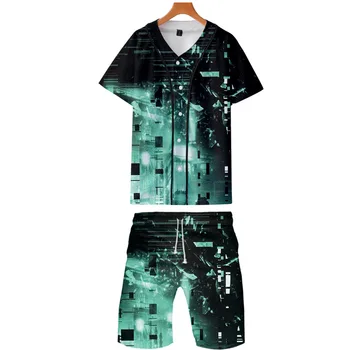 

2019 Psycho-Pass two piece set jackets and shorts Kpop Fashion new cool print Psycho-Pass baseball jacket set for men streetwear