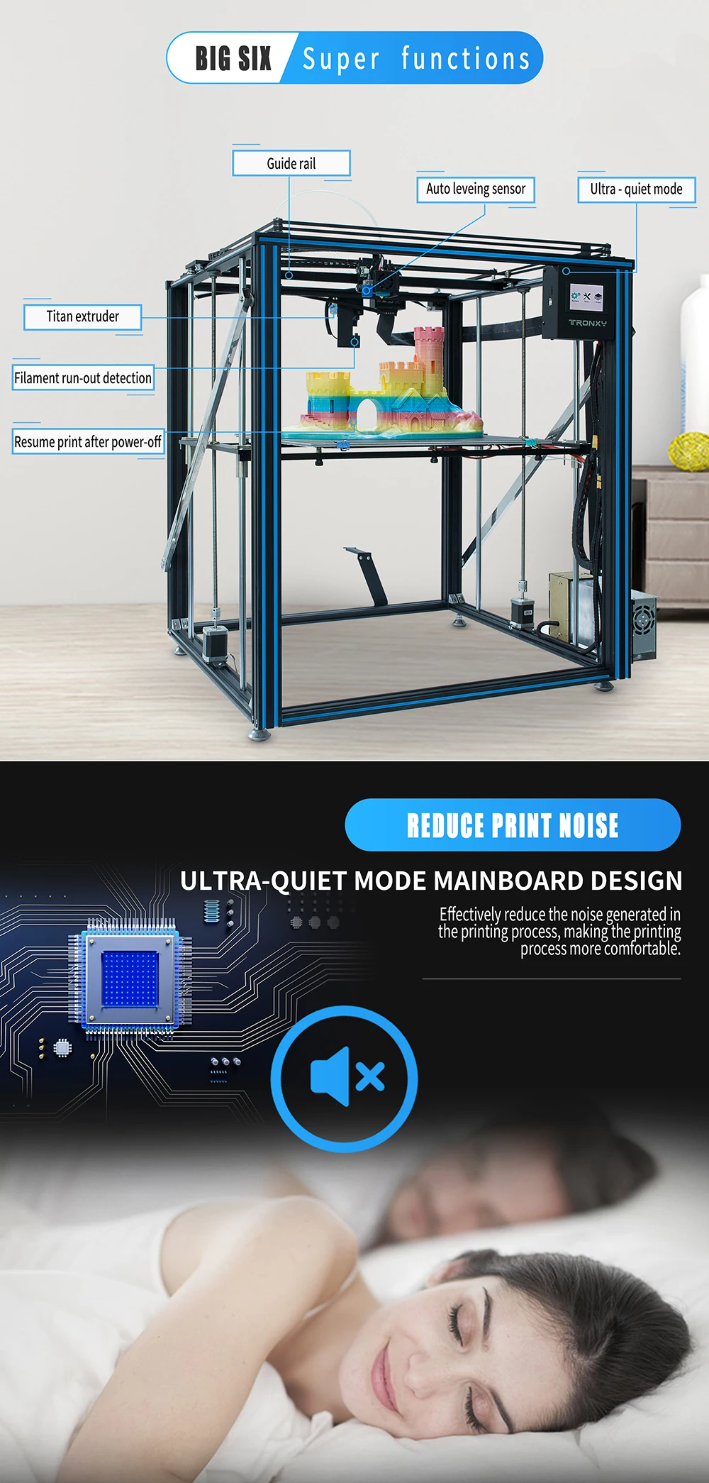TRONXY 3d принтер X5SA-500 PRO обновленная направляющая версия Rall большой размер печати 500*500*600 мм сенсорный экран 3d машина