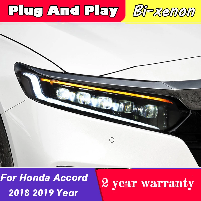 Для HONDA ACCORD фары сборки спереди противотуманных фар 2018 2019 год полный светодиодный