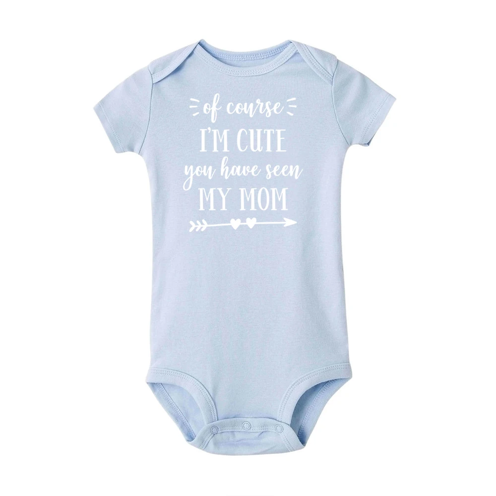 Летний Забавный детский комбинезон, конечно, I'm Cute You Seen My Mom, Модный комбинезон унисекс с принтом для новорожденных, хлопковый комбинезон