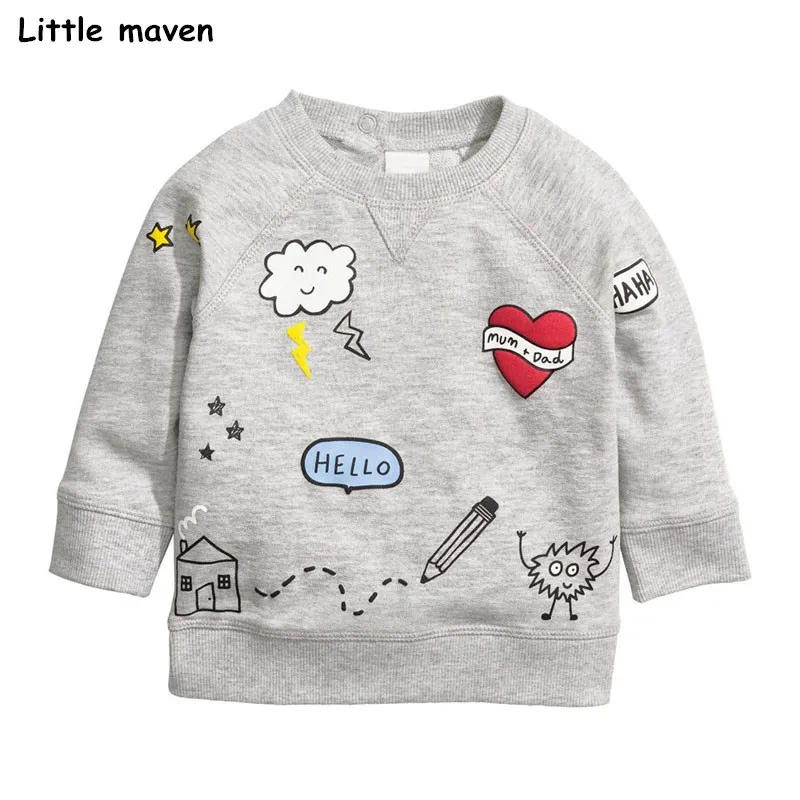Little maven/брендовая одежда для маленьких девочек; дизайн; хлопковые топы для девочек; цвет розовый, серый; Футболка с принтом лисы - Цвет: Серый