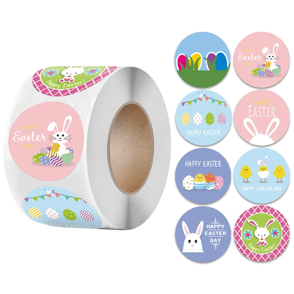 500pcs/Roll Easter Stickers for Kids Easter Bunny Stickers Easter Eggs