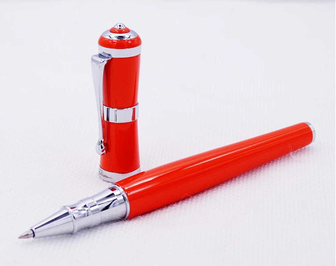 Fuliwen 2051 Metal Rollerball Pen, Fresh Fashion Style Fine Point 0.5mm Beautiful Orange for Office Home School, Men and Women