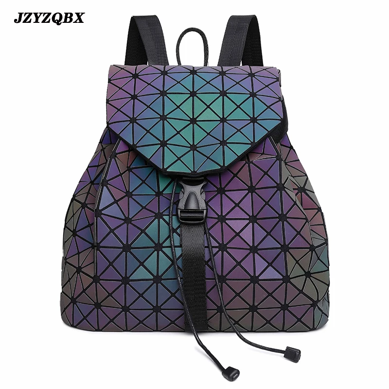 

JZYZQBX Luminous Back Pack Fashion Personality Three-dimensional Bag Gradient Geometric Rhombus Travel Bag Waterproof Back Packs