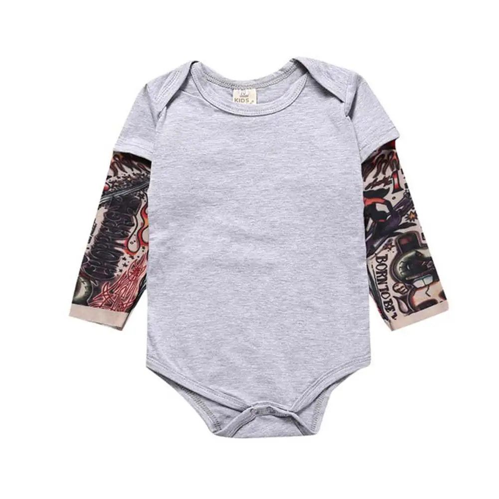 

Baby Romper Long Sleeves Tattoo Arm Print Mesh Sleeve Infant Jumpsuit Boys Clothes Toddler Clothing Cool Style