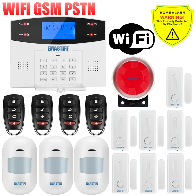 IOS Android APP Wired Wireless Home Security Tuya WIFI PSTN GSM Alarm System Intercom Remote Control Autodial Siren Sensor Kit smart alarm keypad Alarms & Sensors