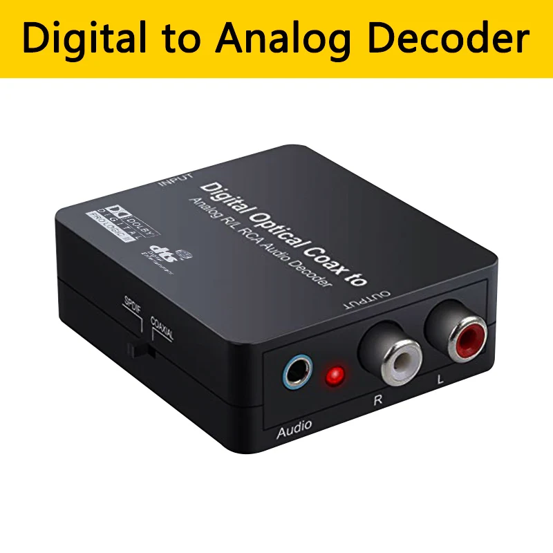 

Digital to Analog Audio Decoder Optical Toslink Coxaial in 3.5mm jack L/R RCA out Converter support Dolby DTS Stere for TV PS4