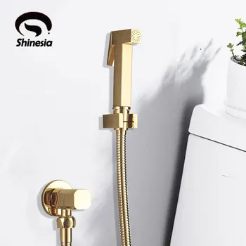 

Gold Brass Shower Tap Bidet Faucet Washer Single Cold Water Bathroom Wash