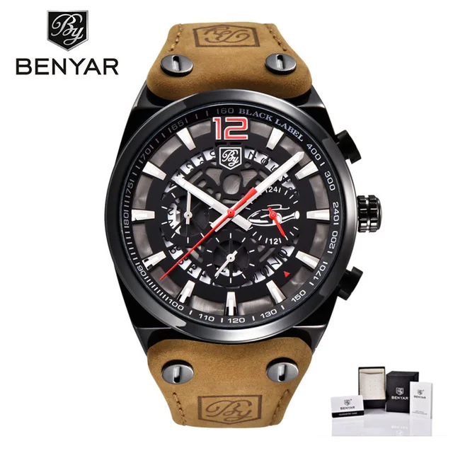 BY-006 Benyar 5112 мужские часы топ класса люкс Хронограф Спортивные часы модный бренд водонепроницаемые военные часы Relogio Masculino - Цвет: BY-006