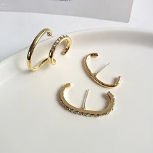 AOMU 1 пара, модные корейские блестящие серьги-гвоздики с кристаллами, геометрические серьги неправильной формы C, золотые металлические серьги для женщин