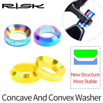 

Risk MTB Road Bike M6 Titanium Bump Pads For Brake Clamp Disc Brake Fixed Screws 4pcs/lot High Gasket Padded Brake Fixing Bolt