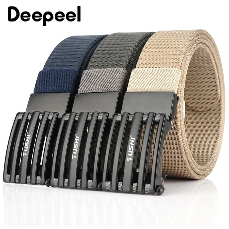 Deepeel 1 шт. 3,4*120 см мужской ремень из сплава с автоматической пряжкой нейлоновый Повседневный Пояс для диких джинсов Высокое качество дизайнерский пояс YB401