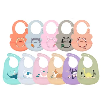 

Let‘s Make 1PC Silicone Baby Bibs Waterproof Baby Saliva Towel Animal Adjustable Cloths Bandana Soft Feeding Kids Cartoon Aprons