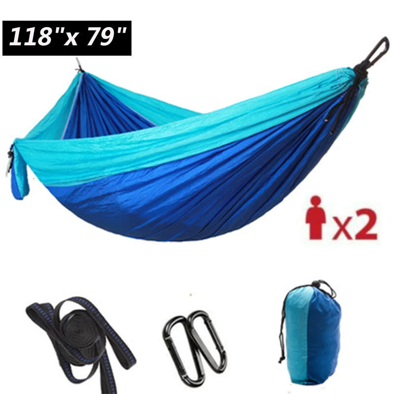 300x200cm Double Person Large Camping Hammock Parachute Outdoor Hiking Travel Sleeping Chair Swing Bed with 2 Straps 2 Carabiner (6)