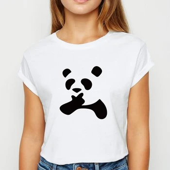 

New T shirt Women Animal Panda Tshirt Harajuku женская Spring Summer Loose Top Streetwear Funk Graphic Round Collar T-shirts