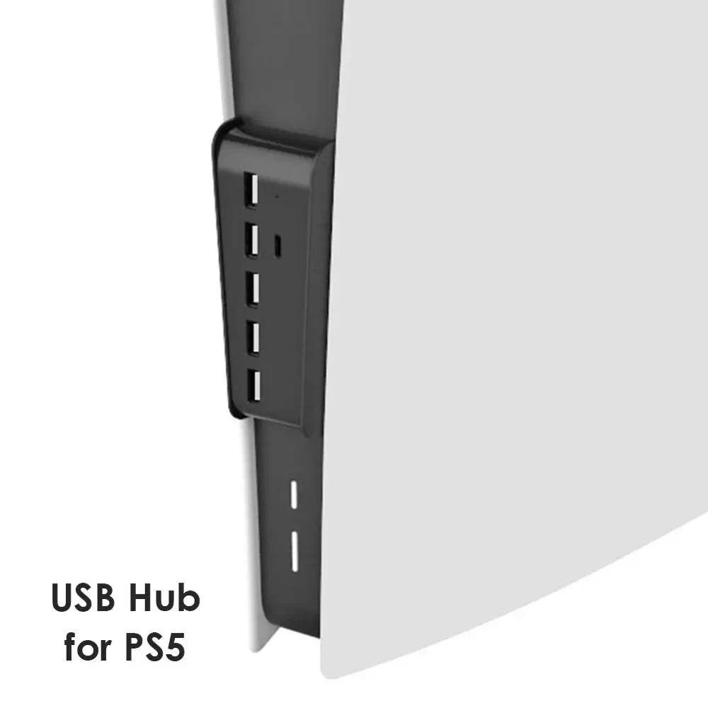 For PS5 USB Hub 6 in 1 USB Splitter Expander Hub Adapter with 5 USB A + 1 USB C Ports for PlayStation 5 Super Speed USB Adapter