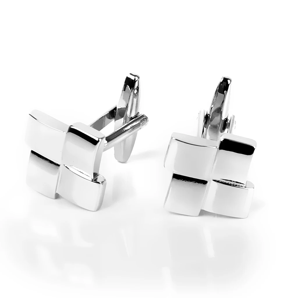 Phenovo Unique Men's silver color Geometric Dress Shirt Cufflinks Cuff Links Wedding Groom Anniversary Cufflinks Fashion Jewelry