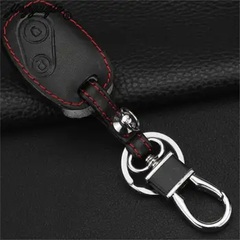 

Remote Fob Leather Keychain Ring Cover Case Holder for Honda CR-V Civic Fit Freed StepWGN Key Bag 2 Buttons