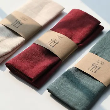 

4pcs/set Linen Napkins 30*42cm Cotton Tea Towels for wedding Handkerchief Cloth for Dinner Table Decorative