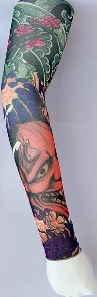 Красивая Татуировка рукава(Seamed), Бабочка волк клоун высокие эластичные теплые руки HT010-102, Длина 47 см - Цвет: Черный