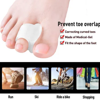 

2pcs Big Toe Separator Rings Corrector Straightener Foot Fingers Adjuster Protector Bunion Adjuster Feet Massager Care Tool