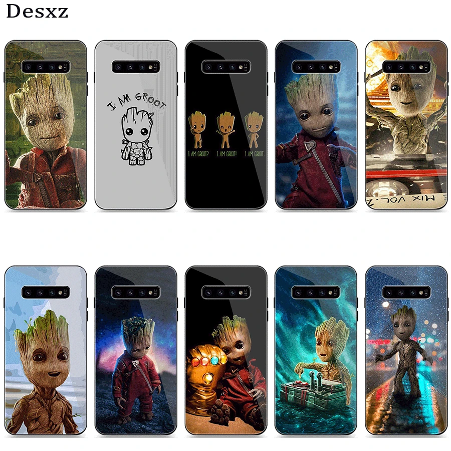 

Phone Case Glass For Samsung A10 A20 A30 A40 A50 A60 A70 S7 Edge S8 S9 S10 Plus Cover Baby Groot