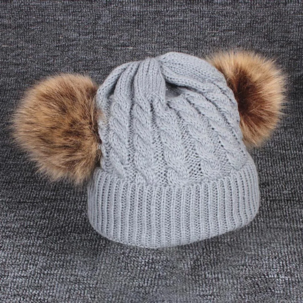 TELOTUNY Winter Plus velvet Wool warm thick hat Unisex Keep Warm Baby Hairball Wool Cap Baby Children knit Fur cap hats ZS05