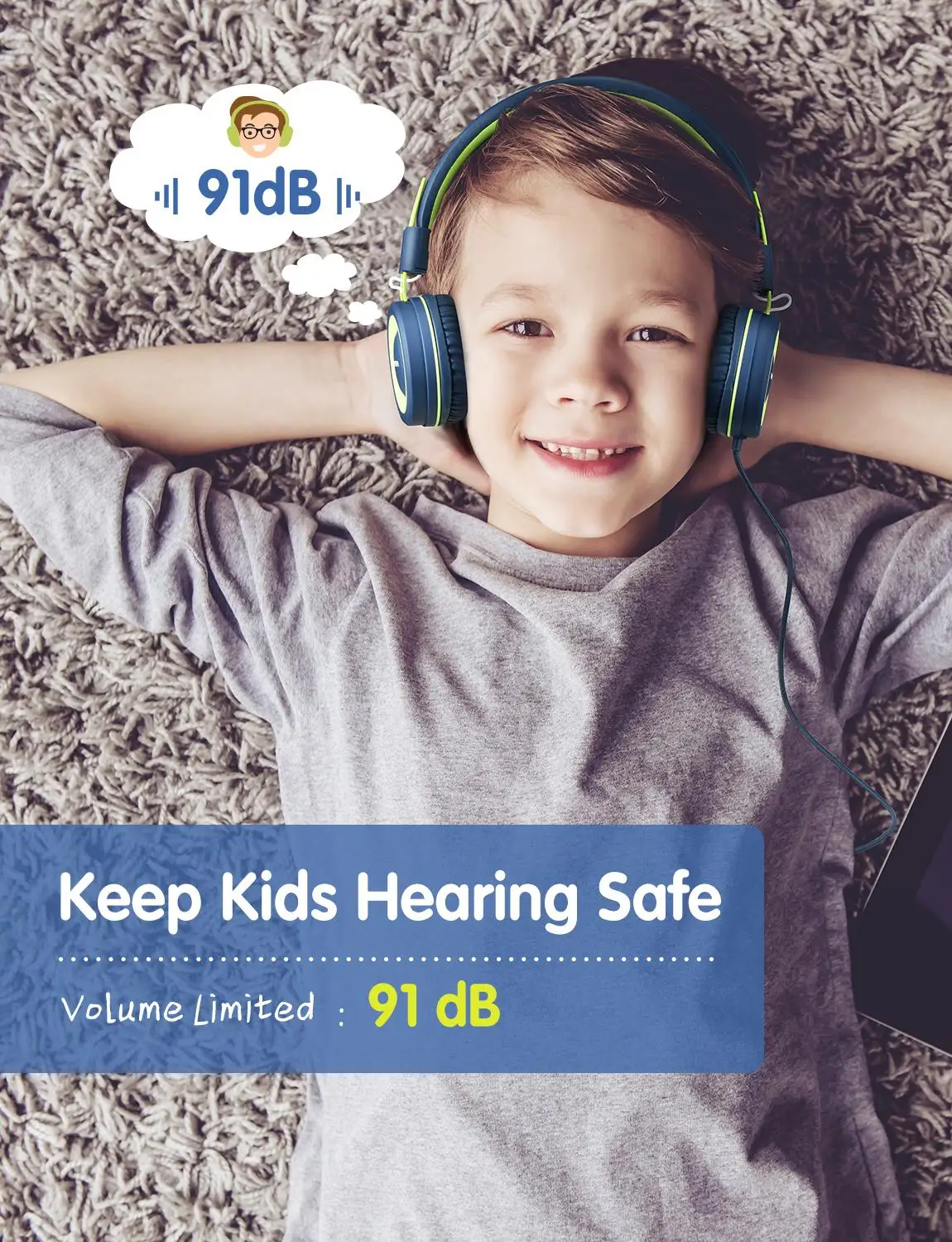 Mpow CH8 Kids Wired Headsets Cute Folding Headphones with 85dB Limited Volume Control and Mic Foldable Headsets Children Gifts