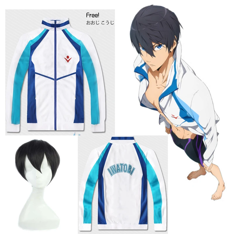 Аниме бесплатно 2019! Костюм для косплея Iwatobi Swim Club Haruka Nanase куртка с капюшоном