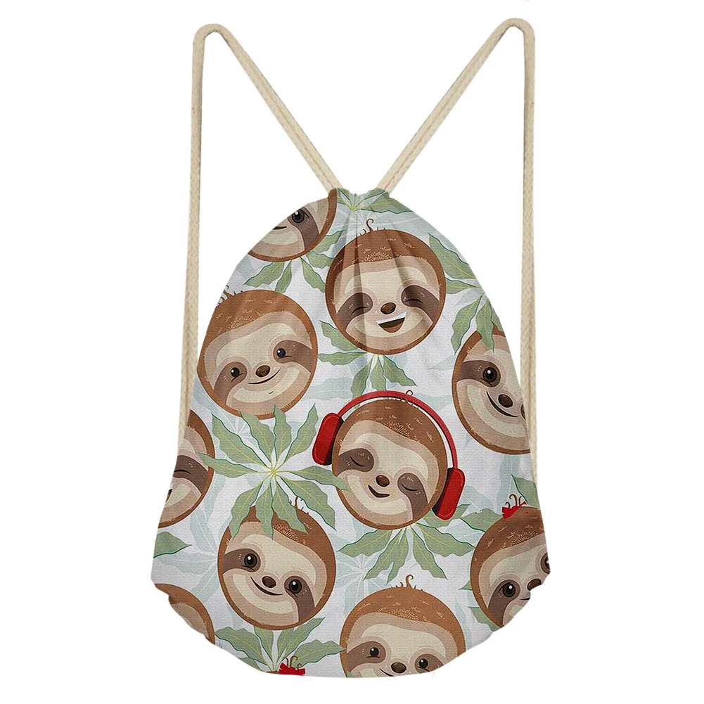 

Cute Cartoon Sloth Drawstring Bags Kids Animal Sport Sack Bags Storage Girls Mochilas For Women Gympack Casual Travel Backpacks