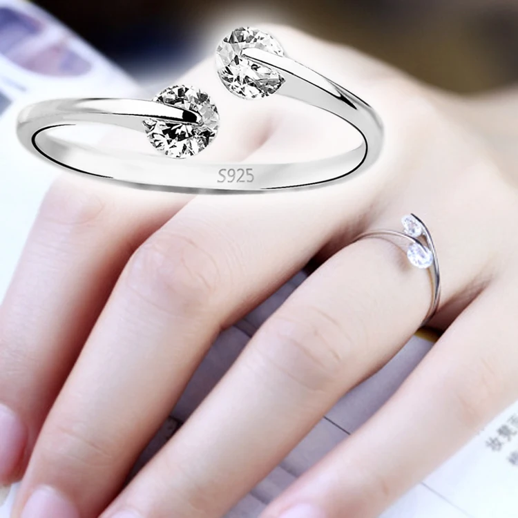 Fashion Silver Plated Imitation Ring Tail Ring Opening Can Be Adjusted
