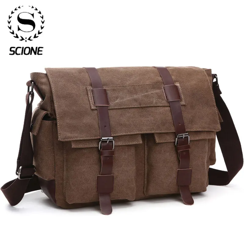 Мужские деловые сумки мессенджеры Scione холщовая Повседневная офисная и дорожная
