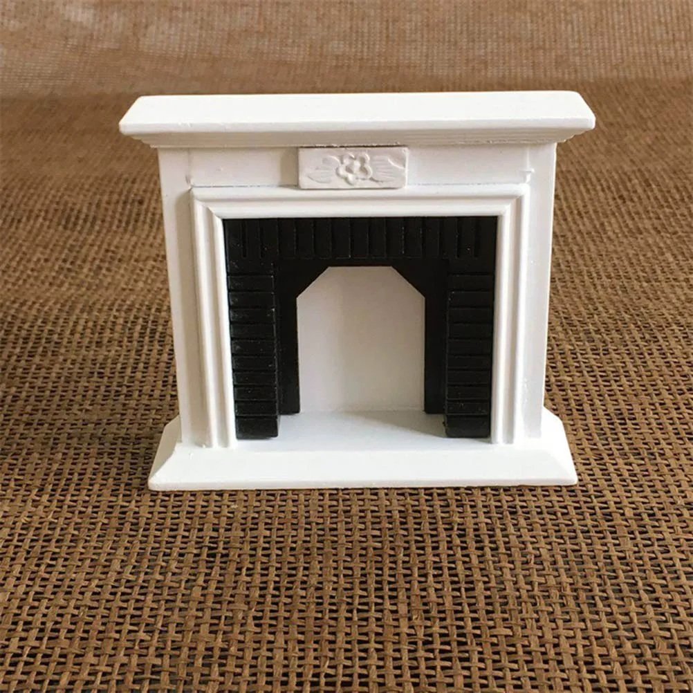 Dollhouse Simulation Miniature Furniture Room Wooden Vintage Black White Fireplace DIY Doll House Decor Kids Children Toys#40