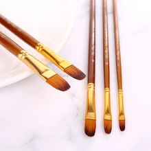 Нейлон масло для волос Краски щетка круглая филберт Ангел плоский акриловые обучения Diy Акварельная ручка для художников Краски экологических требований для начинающих, 5 шт./компл