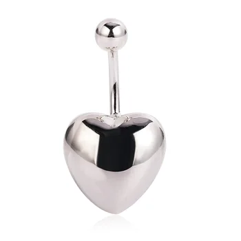 925 Sterling Silver Navel Percing ring Heart Shape Belly button Ring Fashion Body Jewelry For Women