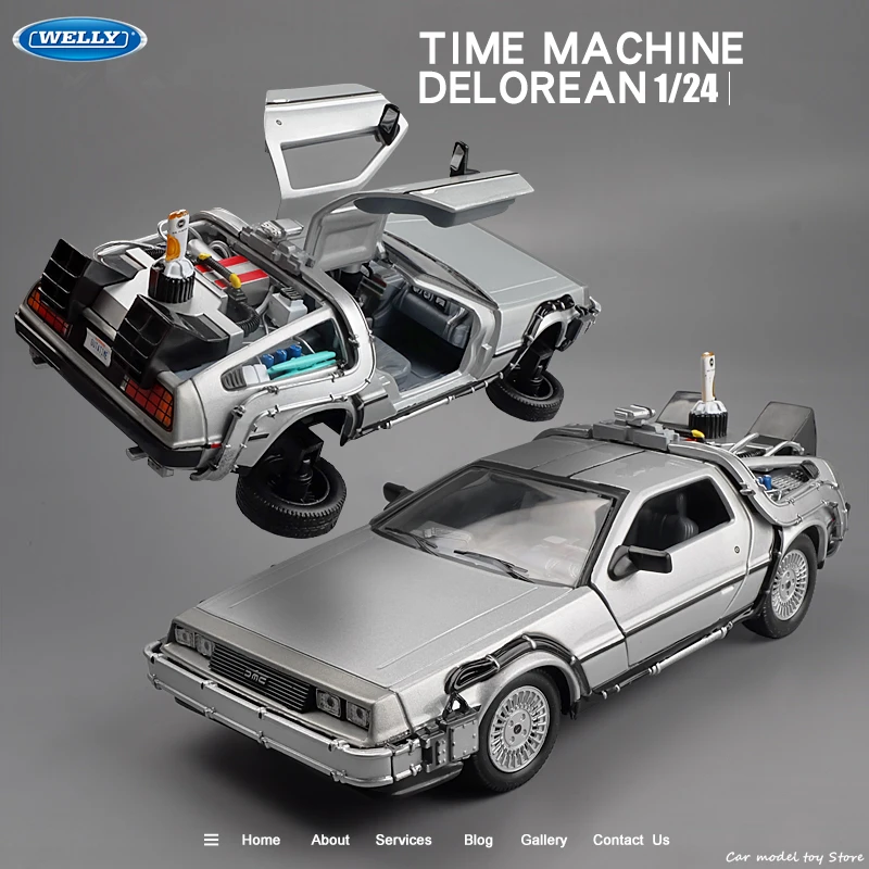 

Welly 1:24 Diecast Alloy Model Car DMC-12 delorean back to the future Time Machine Metal Toy Car Gift Collection car models