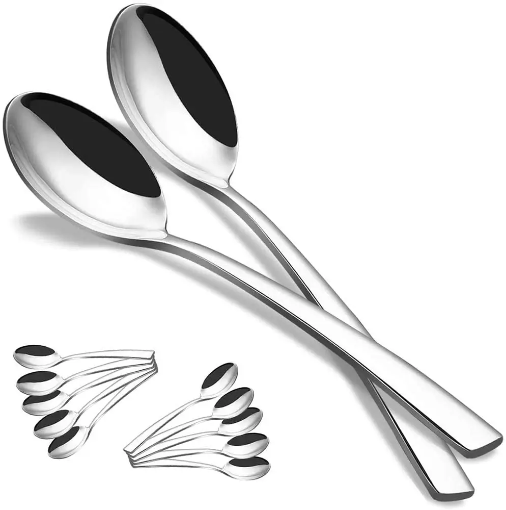 12PCS Fashion Stainless Steel Dessert Spoons Tea Spoons Dinnerware Set
