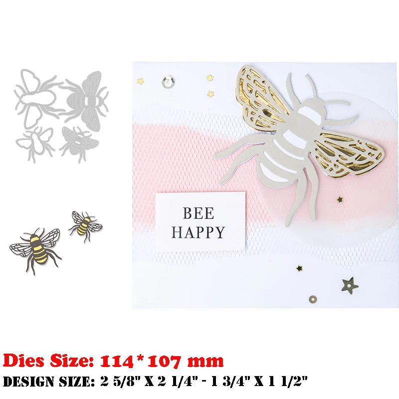 

New Arrival Metal Bee and Honeycomb Cutting Dies For 2021 DIY Scrapbooking Flutter Stencil Paper Card Making Craft