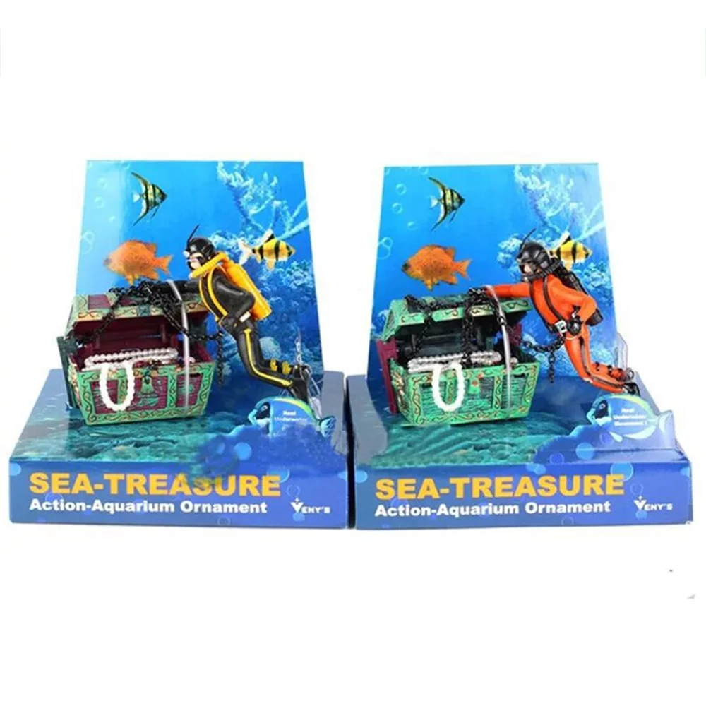 Diver Hunter сундук с сокровищами подводный Пейзаж орнамент мультфильм аквариум для аквариума домашний Ландшафтный орнамент украшение